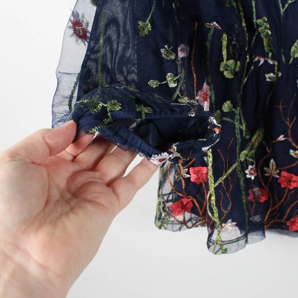 Bloomchic Embroidered Mesh Crochet Gathered Blouse - 14/16 1X - NWT - Picture 6 of 13